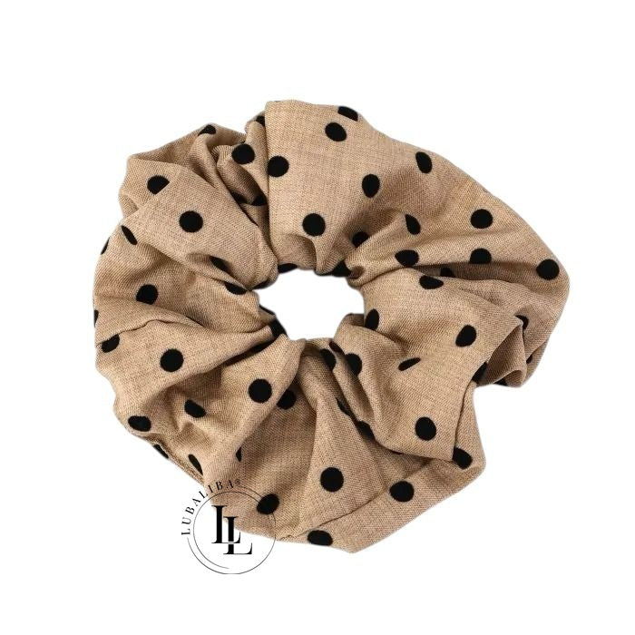 XXL Scrunchie – Braun mit schwarzen Punkten